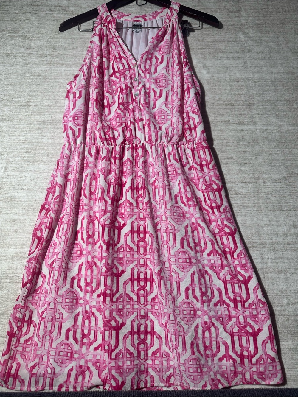 Mud Pie Pink Geometric Sleeveless Midi Dress
